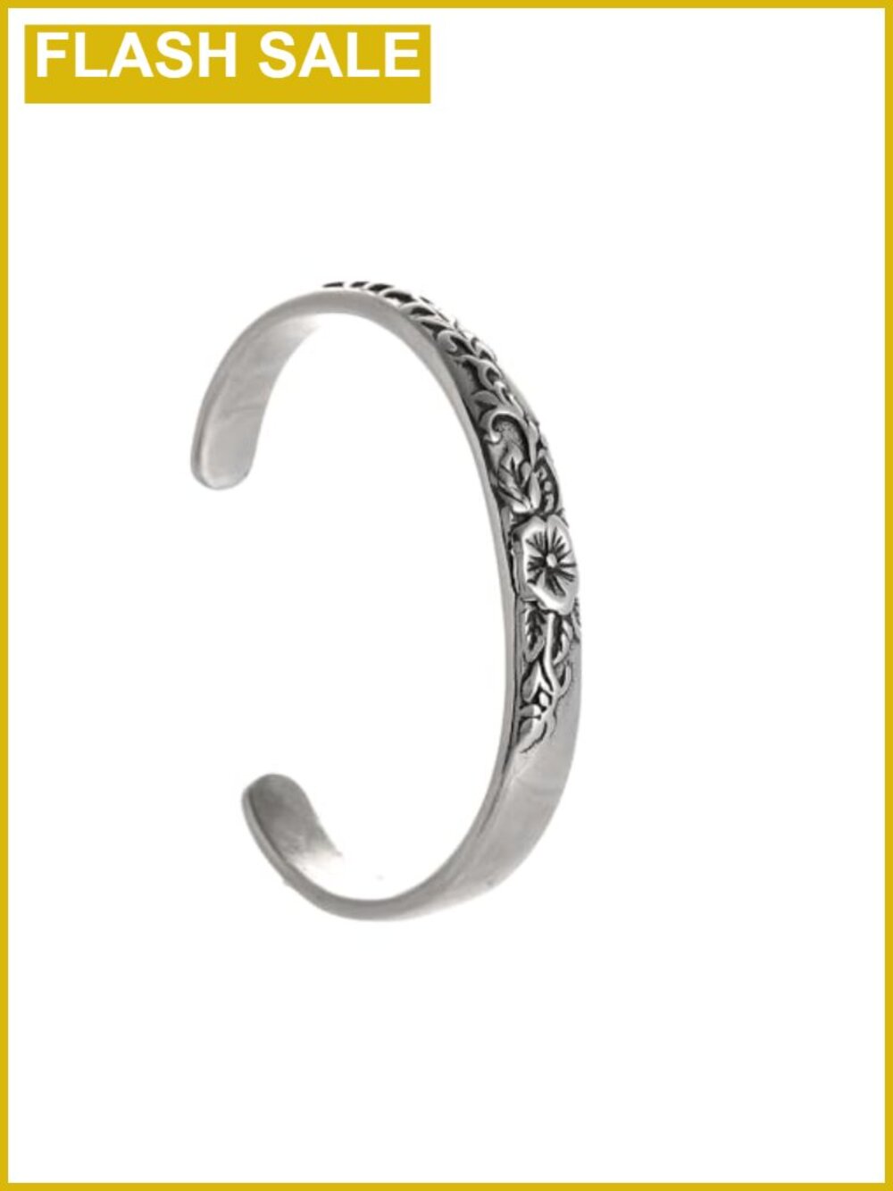 Vintage Repousse Flower Cuff Bracelet Stainless Steel Boho Jewelry for Women
